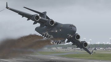 Military Aircraft C-17 Almost Crash On The Runway | X-Plane 11