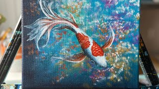 Koi fish painting / acrylic painting tutorial / how to paint Koi fish / bokeh background