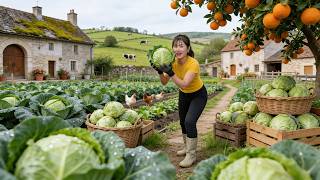Harvesting Big Cabbage  Transporting to Village Market and Cooking Food for Pigs