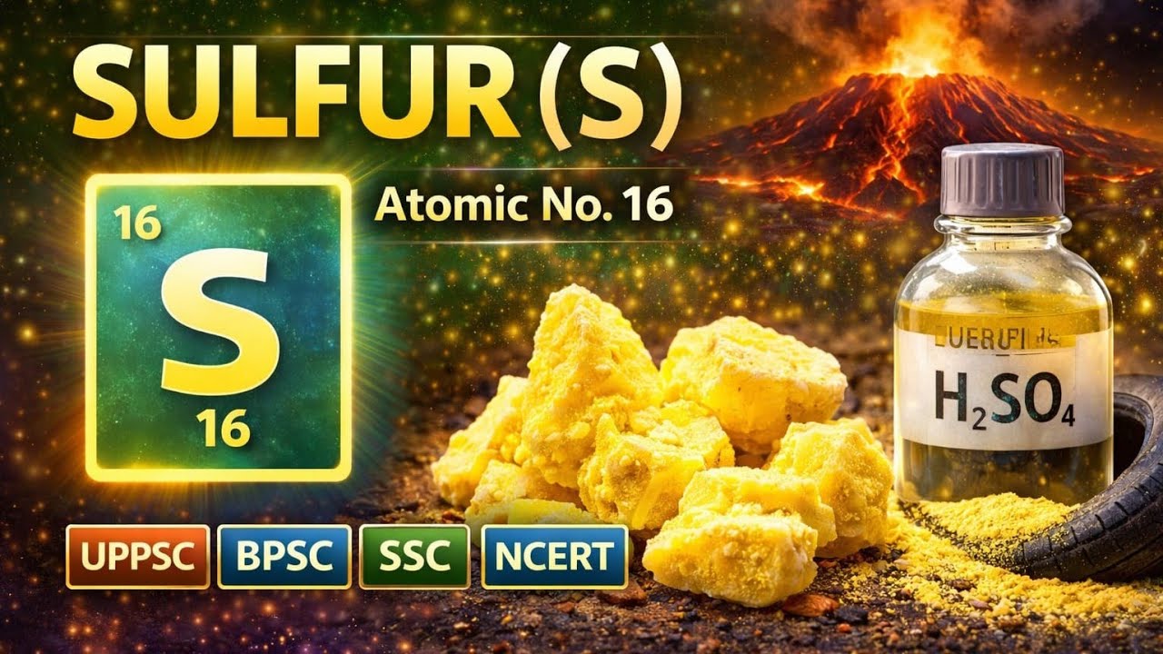 Sulfur (S) | Atomic Number 16 | Properties & Uses | NCERT | UPPSC BPSC SSC