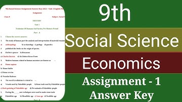 9th social science Assignment answer key -2021 || August month 9th social Assignment - Economics
