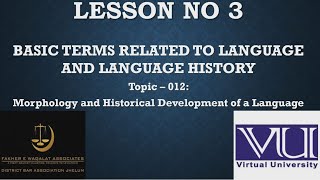 (ENG501) Topic – 012: Morphology and Historical Development of a Language