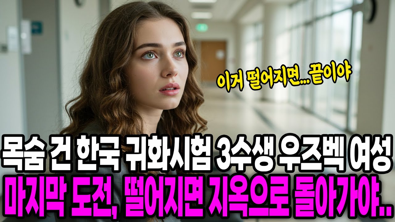 [해외감동사연] 목숨 걸고 한국 귀화시험 치는 3수생 우즈벡 여성의 마지막 도전, 떨어지면 다시 지옥으로 돌아가야..