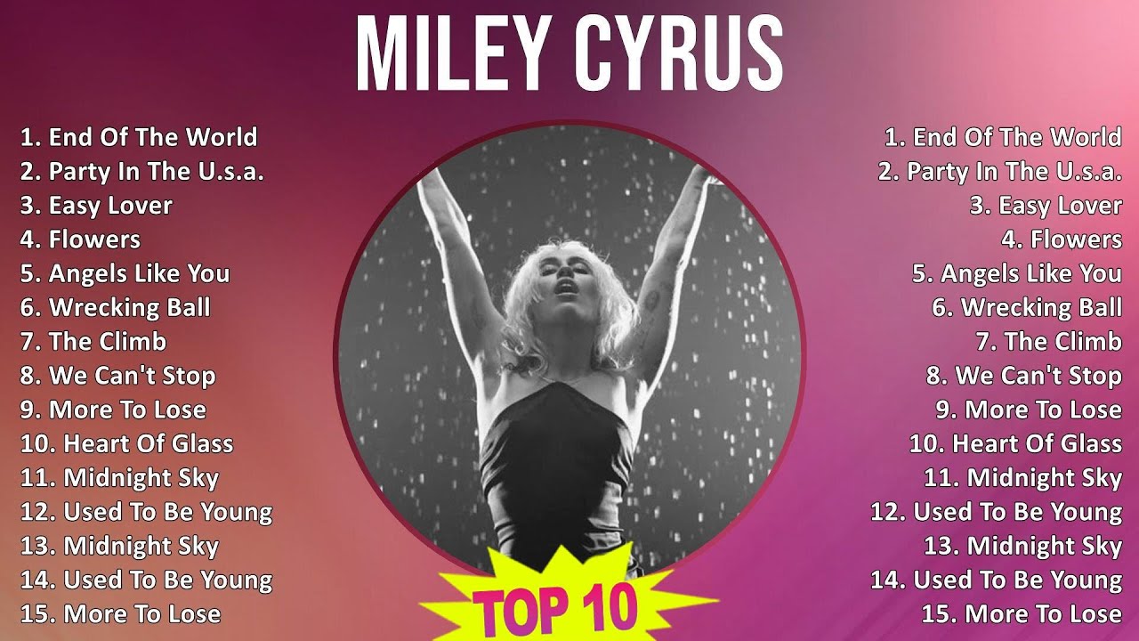 Miley Cyrus 2025 MIX Playlist - End Of The World, Party In The U.s.a., Easy Lover, Flowers