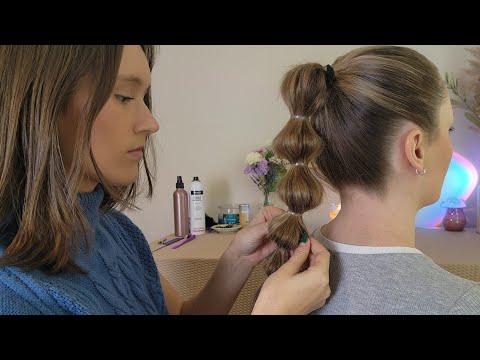 ASMR Perfectionist Slick Ponytail With Bubble Braiding | Hair Styling,  Brushing & Combing for Sleep