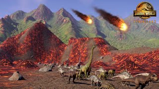 Dinosaurs escape from the land of LAVA | Jurassic World Evolution 2