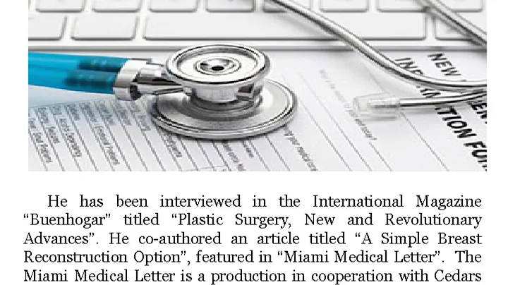 Peter C Somers MD Has Been Interviewed By Many Lea...