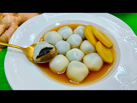 บัวลอยน้ำขิงไส้งาดำน้ำผึ้งสูตรทำขายกำไรดี แป้งเหนียวนุ่มหอมหวานอร่อยมาก