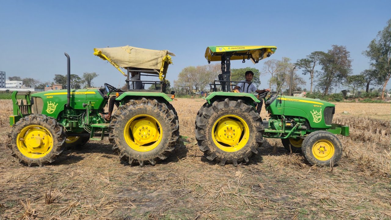 Johndeere 5210 4wd tochan Johndeere 5050D 2wd #mosti #video #vloge 