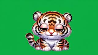 Bébé Tigre Content 4K Green Screen
