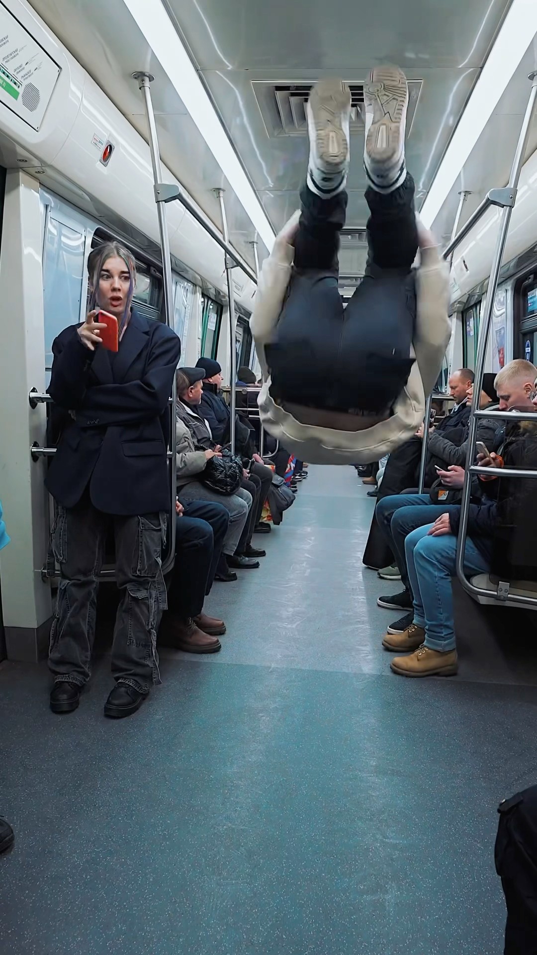 Backflip Prank On The Metro?? #kiryakolesnikov #funny #prank #comedy #stunt #parkour #backflip