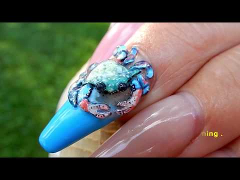 Crab Nails —- Crab On a Fingeneil / 3D Gel Nail Art