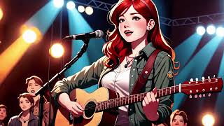 PLAYLIST - v200 Red-Haired Country Singer: Acoustic Guitar Performance on Stage (country music)