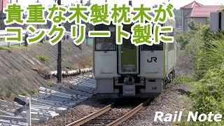 貴重な木製からPC枕木へ交換中 JR八高線キハ110系/Replace Wooden Sleepers by Concrete - JR Hachiko Line/2020.06.10