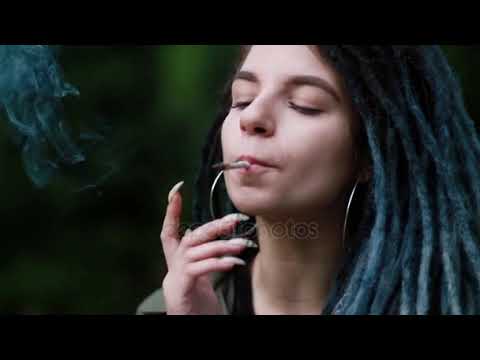 Woman Smoking Cannabis Sunset Close Woman Rolled Joint Fresh Marijuana