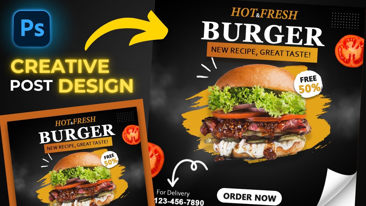 Fast Food Social Media Design in Photoshop | Creative Design By Beast Graphics