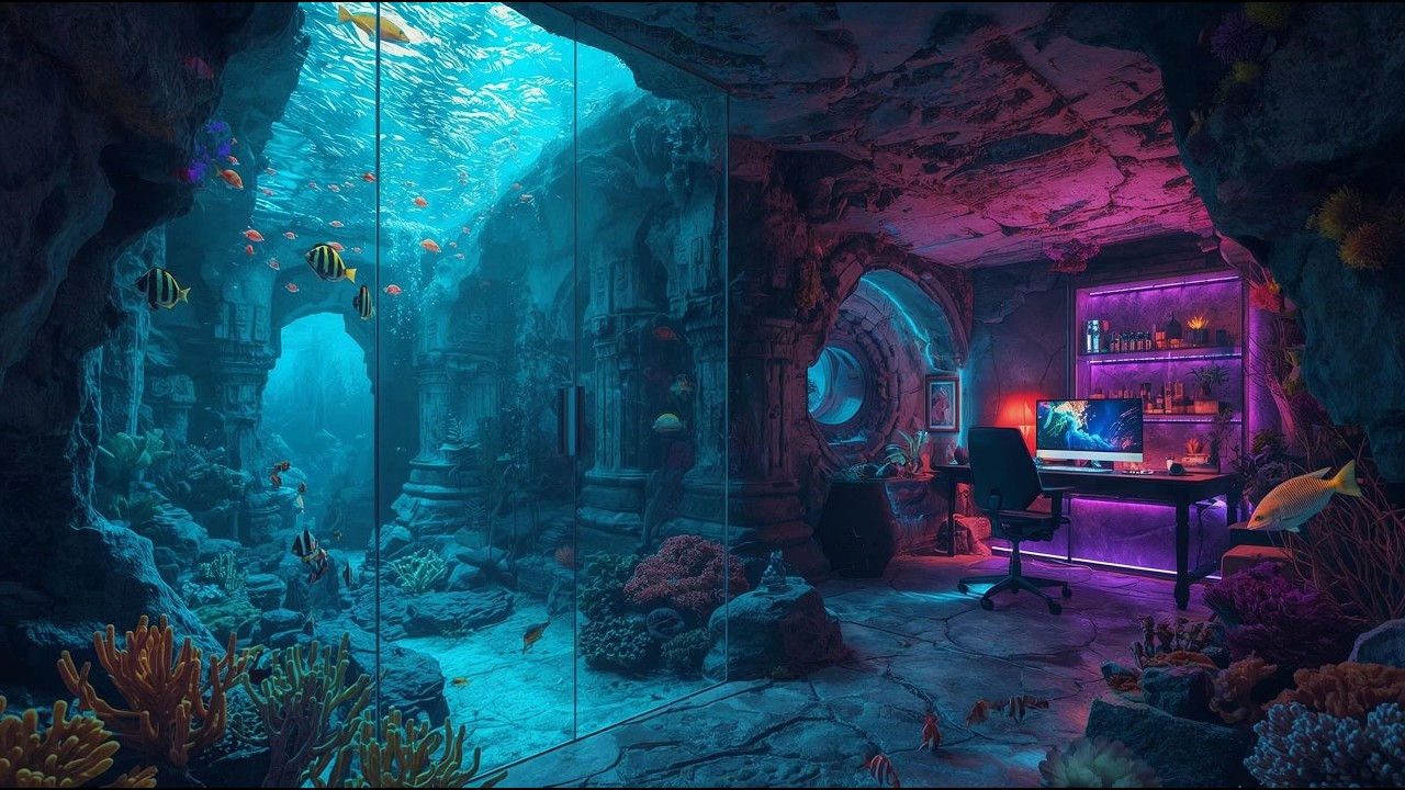 Soft Dreamspace 🌙 Neon Reef Reverie 🌊✨ | Deep Focus Lofi (3 Hours)