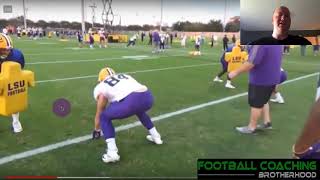 Coach Hahnstadt Reacts to LSU Tight End Zone Blocking Drills