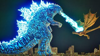 Godzilla burns a Dragon with Atomic Breath