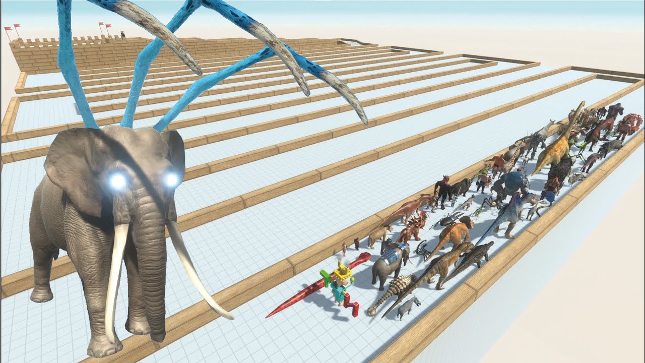 ESCAPE FROM ALIEN ELEPHANT - LAST SURVIVOR - ZIGZAG COURSE - ARBS - Animal Revolt Battle Simulator