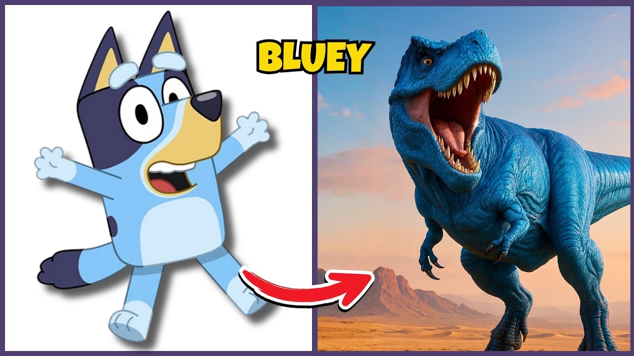 🐶🔵 BLUEY | como seriam se fossem DINOSSAUROS? 🦖| ADIVINHE PELA VOZ 🔊#quiz #bluey
