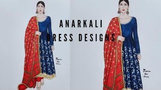 Anarkali Dress Fashion Illustration | How to draw a Traditional dress | Swathi Art Studio