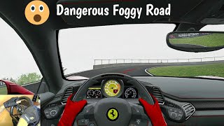 Ferrari Car  Driving on Dangerous Foggy Road | Assetto Corsa First Person Gameplay. Resimi