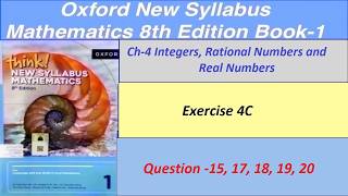Exercise 4C Question-15, 17, 18, 19,20 Oxford New Syllabus Mathematics 8th edition Book 1 | EX-4C D1