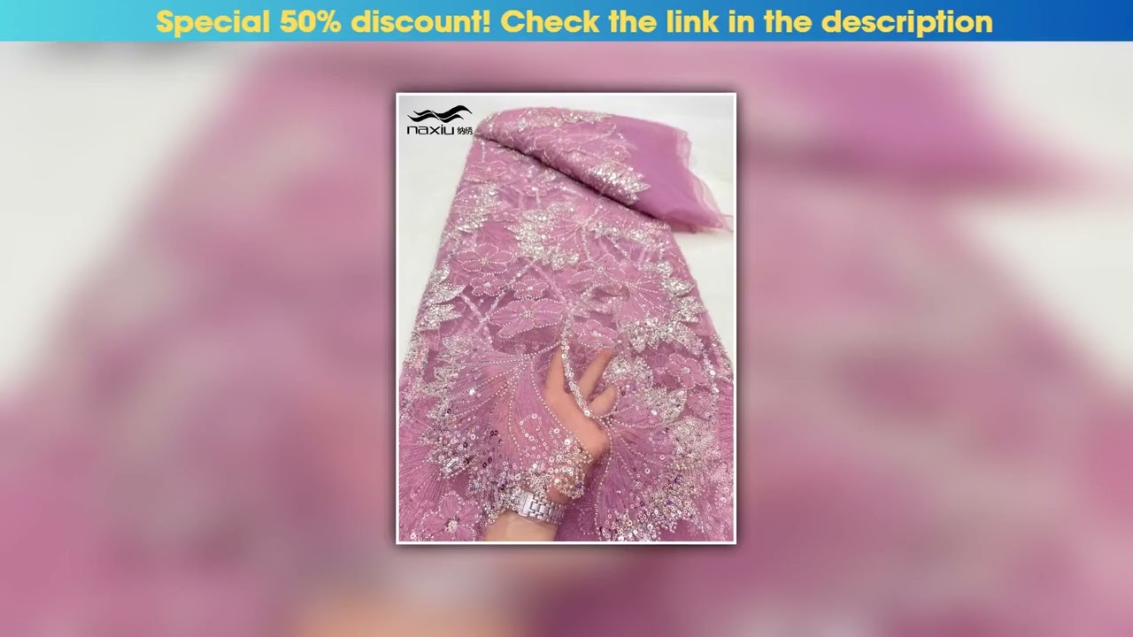 Unboxing Madison Pink 5 Yards High-end Beaded Fabric Latest African Luxury Sequins Groom Embroidery