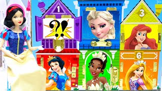 白雪姫がプリンセスのミニチュアドールハウスでお姫様ドレス 着せ替えごっこ 大変身 ✨ エルサ アリエル ラプンツェル ティアナ 海外 おもちゃ 人形 アニメ