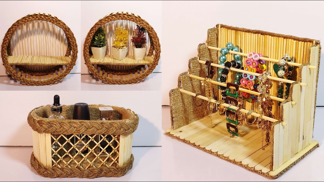 3 Unique Ideas💡 of Basket with wooden sticks | Diy Rope Basket | Cardboard craft idea | Hamna Nadeem