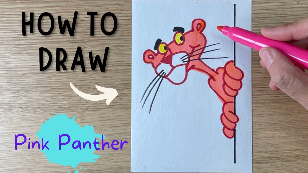 How to draw Pink Panther for beginners and kids YouTube