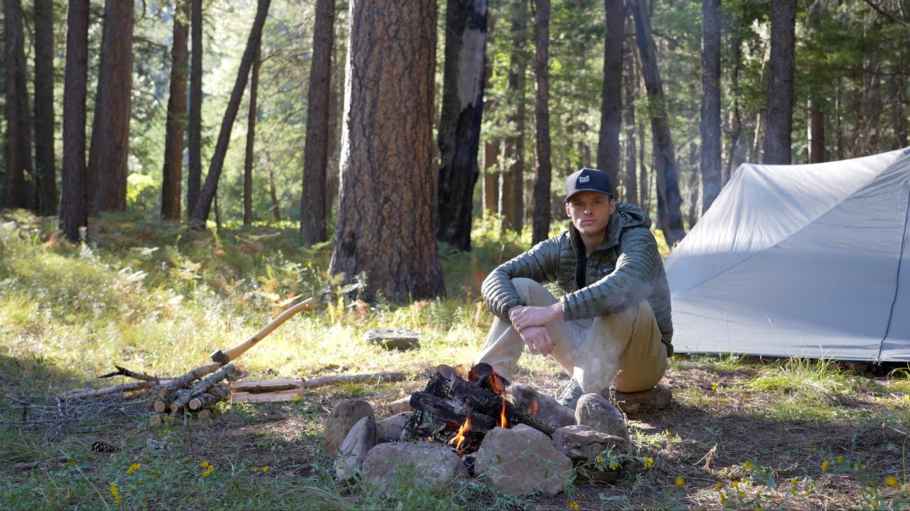 Solo Camping in a Remote Forest & Cooking Over the Fire