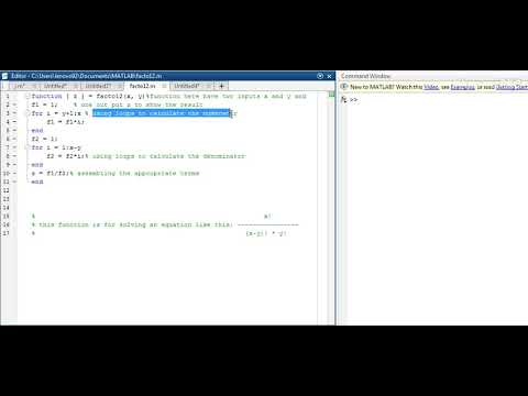 matlab solving a factorial equation using function - YouTube