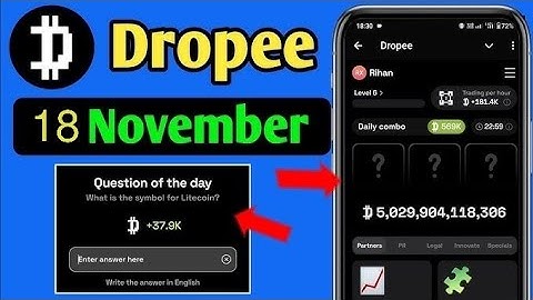 Dropee all Quest solved 18 November | Dropee daily combo & question of the day solved 18 November |