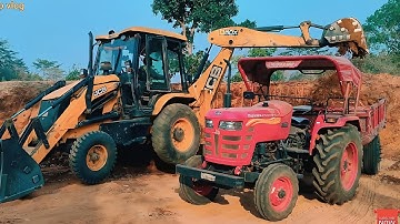 Eicher 380 | Mahindra 275 | Swaraj 735 tractor loading red mud in trolley jcb 3dx xpart eco #jcb
