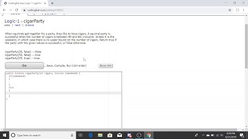 Logic-1 (Cigar Party) Java Tutorial || Codingbat.com