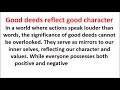 Essay on good deeds reflect good character