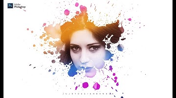 Paint Splash on face Photoshop  Amazing Photo Effects Tutorial by Ju Joy