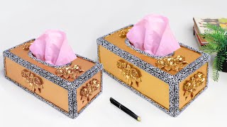 Tissue Box Making with wast Shoe box || Unique Tissue Box Making || Tissue holder