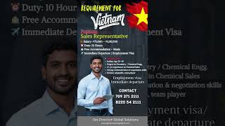 Work in Vietnam  | Sales Representative Job |₹75,000 – ₹1,00,000 Salary |Free Food & Stay |Apply Now