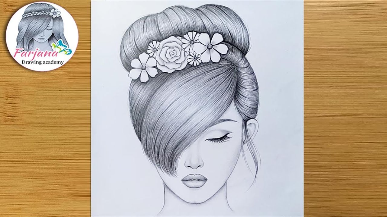 Drawing Tutorial for beginners  Pencil Sketch  How to draw a girl with  BEAUTIFUL hair style  YouTube