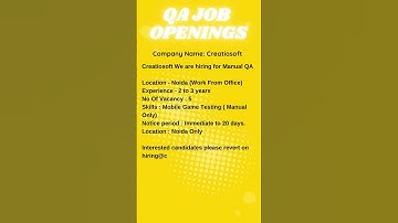 QA JOB OPENING FOR MANUAL TESTING  #automation #selenium #manualtesting #qa #viral #yt #ytshorts