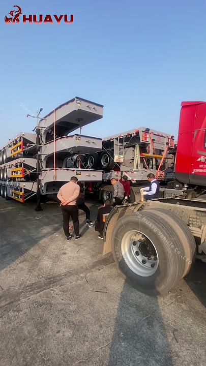 HUAYU 3 axles flatbed trailer and lowbed trailer are delivered #huayuvehicle #trailermanufacturer