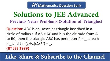 ABC is an isosceles triangle inscribed in a circle of radius r, If AB = AC #iitjee1989 #jeeadvanced