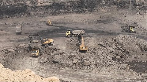 Open pit coal Mining,Removal of overburden and Transportation,volvo,caterpillar