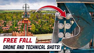 How Does a Free Fall Ride Work | Drone & B-roll shots - Slagharen