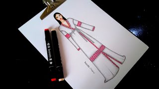 Fashion drawing /تعلم رسم عباية خطوة بخطوة سهل جدا