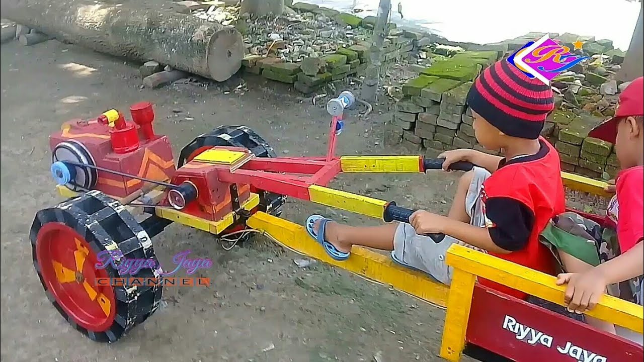 traktor sawah mini lengkap ada start engkol dan gerobaknya part 4