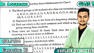 Exercise 16 Q5 to Q9 | Class 9 Chapter 16 | Presentation Tabular Form | Rs Aggarwal | MD Sir | Cbse